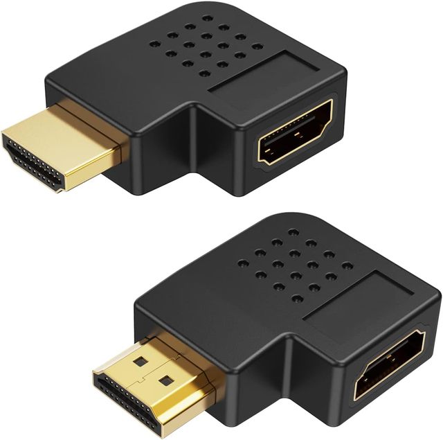 CableCreation 2-Pack Right Angle HDMI Adapter 90/270 Degree, 4K HDMI Male to Female Extender for Tight Space, HDTV, Monitor, PS5