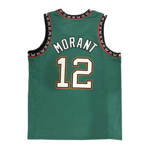 2024 dernière saison équipe Sport basket-ball porter uniforme chemise <span class=keywords><strong>Ja</strong></span> <span class=keywords><strong>Morant</strong></span> 12 imprimer vert respirant personnaliser maillot de basket-ball - Product Image 6