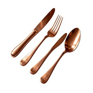 Ensemble de couverts en métal au design solide, 4 pièces, élégant, cuillère, fourchette, couteau, personnalisable, dernière arrivée, pour la table de fête - Product Image 1