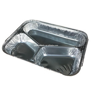 Kemasan Wadah Aluminium Foil Sekali Pakai 3 Sekat untuk Makanan Cepat Saji dengan Tutup untuk Katering - Product Image 2