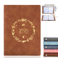 Carnet de planification hebdomadaire et mensuelle A5 en cuir PU personnalisé avec logo imprimé, agenda 2026, cadeau