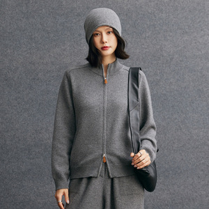 Maglione da <span class=keywords><strong>donna</strong></span> in Cashmere Full <span class=keywords><strong>Zip</strong></span> di alta qualità da <span class=keywords><strong>donna</strong></span> con cappuccio lavorato a maglia a coste in lana Cashmere <span class=keywords><strong>Cardigan</strong></span> ragazze - Product Image 5