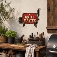 Plaque Métallique Décorative Murale Vintage pour Patio, Motif Grilleur BBQ Amusant, en Étain Embossé, Personnalisable, Fournisseur Direct d'Usine OEM