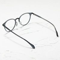 Monture de lunettes ronde pour homme de marque de luxe, en fibre d'acétate bleu foncé, élégante, pour affaires, avec logo personnalisé, montures optiques
