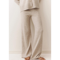 Ensemble 2 pièces en cachemire tricoté pour femme : Cardigan col en V et pantalon ample à jambes larges – Doux, confortable et décontracté pour la maison