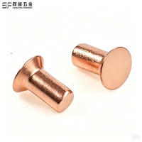 Paku Keling Tembaga/Kuningan Solid Kepala Cekung (CSK/Datar) Tanpa Lapisan 12mm 15mm Paku Keling Listrik untuk Pengikat Industri