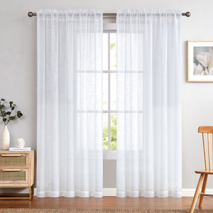 French Style Soft Sheer Rod Pocket <strong>Curtains</strong> For Living Room Weaves <strong>Curtains</strong> &amp; Valances