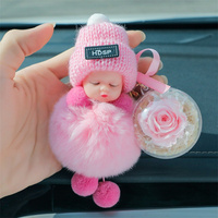 Porte-clés de voiture de vente chaude, porte-clés de poupée endormie mignonne de fille en peluche, porte-clés pendentif de cartable de mode en gros