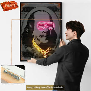 UNIART personalizado 3D UV impreso LED neón pared arte Hotel colgante <span class=keywords><strong>pintura</strong></span> al óleo decoración póster lienzo arte <span class=keywords><strong>con</strong></span> efecto de luz - Product Image 4