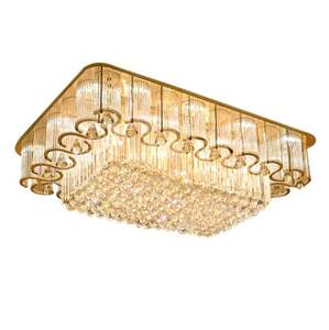 Lámpara de techo LED de cristal K9, lámpara de araña rectangular montada, cuerpo de hierro de sombra de sala de estar blanca para Hotel, novedad - Product Image 2