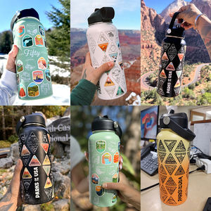 32 oz Screen Printed Insulated Stainless Steel Vacuum Sealed Travel Water Bottle with Waterproof <b>Stickers</b> and Straw - Product Image 6