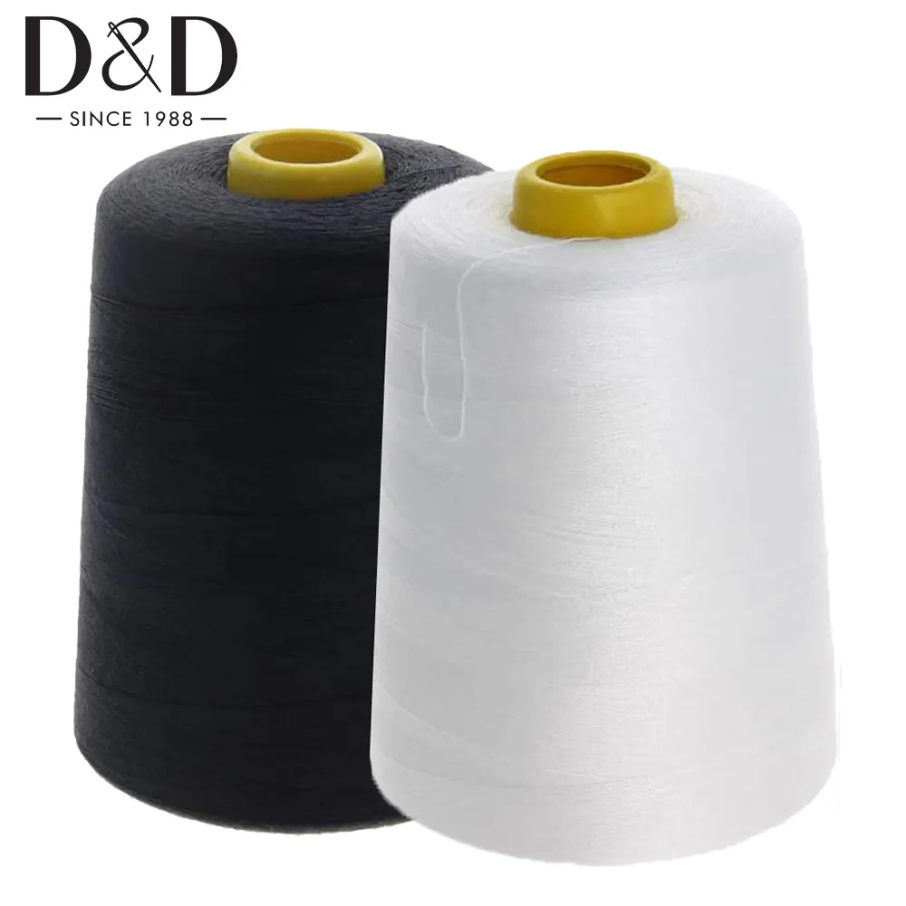 8000 Yards Sewing Thread Overlock Spools 40s/2 Polyester Thread for Sewing Machine Line Clothes Sewing Supplies White Black