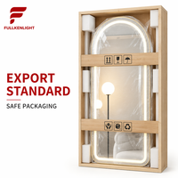 Miroir pleine longueur Fullkenlight Arch LED avec cadre en bois, rétroéclairage, capteur tactile, fixation murale, miroir intelligent pour chambre à coucher, miroir de corps entier