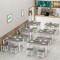 Table à manger commerciale de style moderne Ensemble de chaises à motif carré pour restaurants Cantines Boutiques de nouilles Snack Bars Stands de nourriture Café