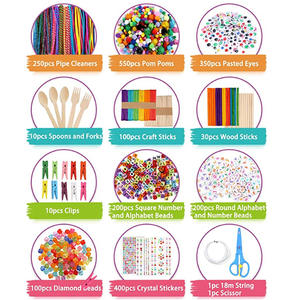 Kit de loisirs créatifs DIY pour enfants, best-seller, avec énorme pot de bâtonnets de coton et pompons, en plastique durable, pour la créativité, A-mazon - Product Image 3
