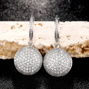 Orecchini Pendenti Geometrici Rotondi per Donne, Orecchini Scintillanti alla Moda per Uso Quotidiano - Product Image 1