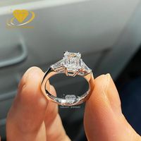 Bague de fiançailles de luxe à trois pierres taille émeraude, certifiée IGI, en or 9K 10K 14K 18K, avec diamant de laboratoire 2CT 3CT 4CT 5CT