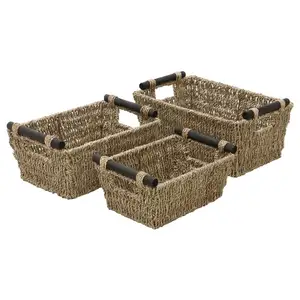 Woven Seagrass Natural Square Round Rectangular Woven Multipurpose Storage Baskets for Sale