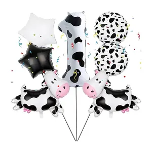 Startparty Wholesale Kids Birthday Party Decorations Farm Theme Dairy Cow Print Happy Birthday Party Balloons