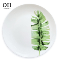 Assiettes de présentation en porcelaine de luxe Ohere, motif Monstera Deliciosa, design minimaliste, certifiées CE, écologiques, pour location de mariage