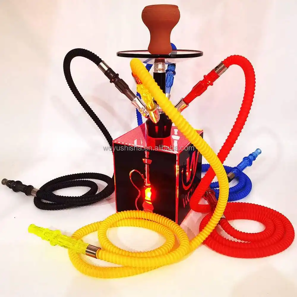 Solo La cachimba negra luminosa de cuatro mangueras exquisita Venta de alta calidad Shisha hookah