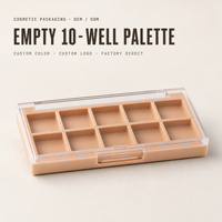 Palette de maquillage vide en plastique pour fards à paupières, étui compact 10 compartiments, emballage cosmétique avec couvercle transparent pour boîte vide carrée