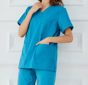 Traje Quirúrgico de Algodón Puro de Manga Corta Verde Oscuro para Médico y Enfermera, Bata de Aislamiento - Product Image 3