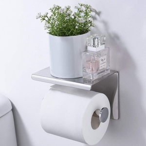 Toallero de papel higiénico multifuncional de montaje en pared de acero inoxidable HF 304 con estante de teléfono para baños de Hotel - Product Image 6