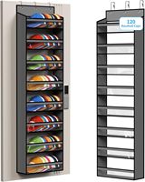 Porte-chapeaux mural pour casquettes de baseball, 8 niveaux, grand organisateur de rangement suspendu, poches profondes transparentes, tissu non tissé + crochet en PVC