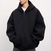 Sweat-shirts à capuche zippés surdimensionnés en coton épais 450 g/m² avec broderie 3D personnalisée et couche d'air