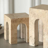 SAIDKOCC 10x10x10/10x10x11/10x10x16cm Vintage Travertin Artisanat Sculpté Marbre Chambre Salon Décoration de La Maison Accessoires