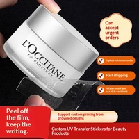 Autocollant de transfert UV cosmétique en PVC, logo personnalisé pour flacon d'huile essentielle, étiquette en soie déchirable pour soins de la peau, étiquette en cristal