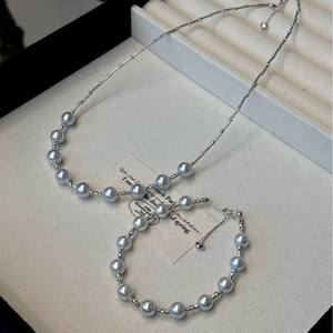 Natural 4-5mm to 8-9mm Freshwater Pearl Earrings Platinum Grey <b>Linen</b> <b>Set</b> with 925 Silver Needle Imported From Japan - Product Image 3