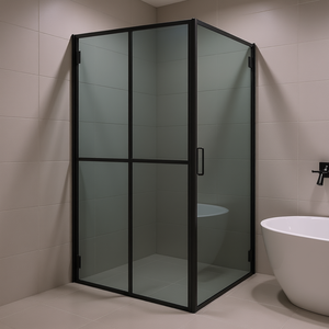 Mampara de ducha de vidrio templado oscuro de 46.5x74.8 pulgadas con marco deslizante, diseño minimalista, grosor de 8 mm - Product Image 2