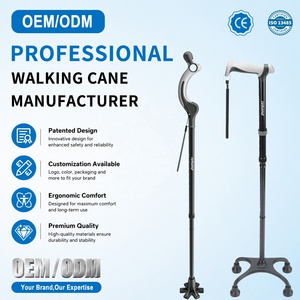 <span class=keywords><strong>Canne</strong></span> pliable légère réglable en alliage d'aluminium Rehand OEM avec poignée en caoutchouc et <span class=keywords><strong>embout</strong></span> large, hauteur réglable de 101,5 à 124,5 cm, charge maximale de 158 kg - Product Image 1