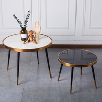 Table basse ronde en marbre naturel, offre spéciale, 1 pièce, forme circulaire, avec Structure en acier inoxydable, couleur or