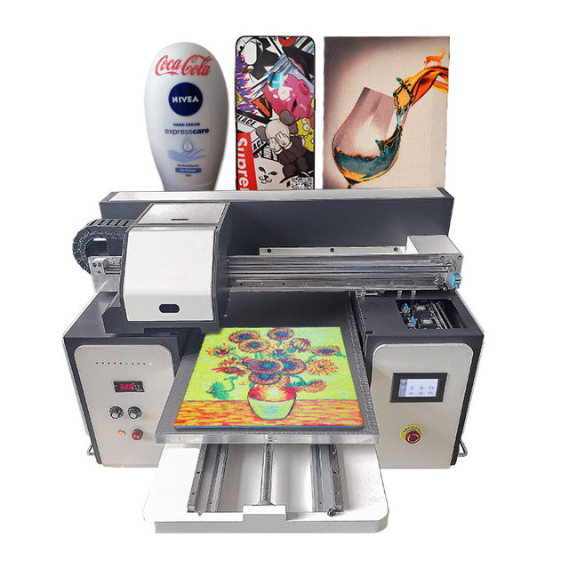 Ink A2 UV Printer for Phone Case Pen Glass Wood Metal Automatic Head Clean Varnish and White Inkjet Printers New Product