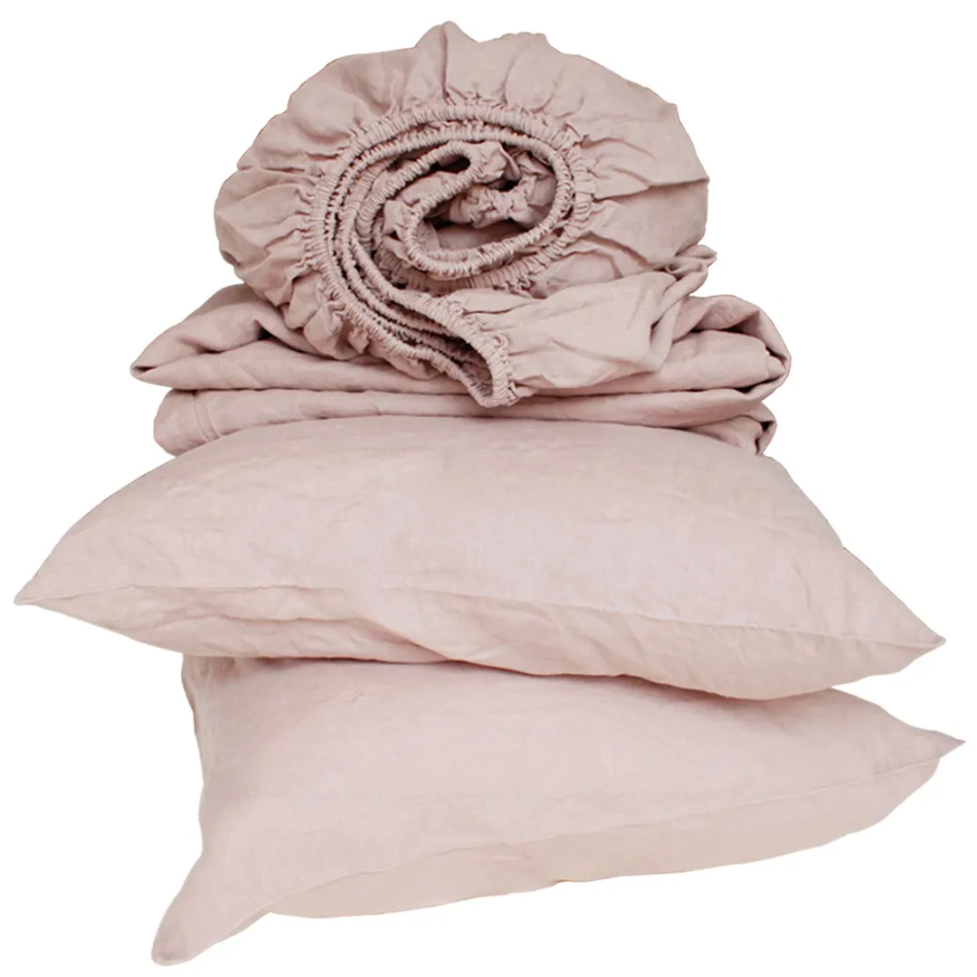 Bán Buôn Vintage Tinh Khiết Linen Duvet Bao Gồm Với Gối Shams Rửa Pháp Lanh Lanh Bộ Đồ Giường