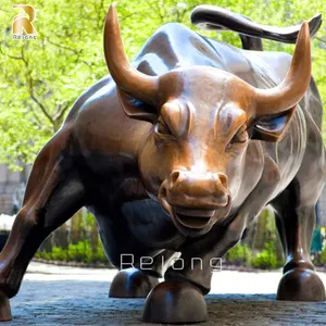 Große große Größe antike moderne Messing Bronze Wall Street Bull Statue Skulptur Metall dekoration