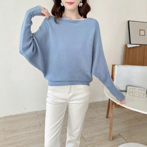 Nouveau <span class=keywords><strong>pull</strong></span> court ample pour <span class=keywords><strong>femme</strong></span> style coréen avec manches chauve-souris, haut tricoté pour l'automne 2026 - Product Image 6