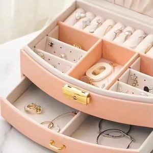 Коробка для украшений ручной работы: большая, для серег, ожерелий, органайзер, дорожный футляр для хранения из ПУ - Product Image 2