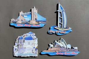 Aimant souvenir de la côte méditerranéenne Grèce Italie Pyramides d'Égypte Santorin Colisée Boutique de cadeaux de croisière - Product Image 3