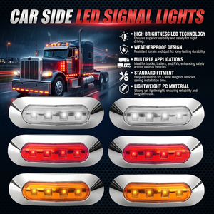Luces Laterales Ovaladas Cromadas, 4 LED, 12v 24v, Luz LED de Alta Luminosidad para Camiones, Remolques, Camiones <span class=keywords><strong>Scania</strong></span> - Product Image 1
