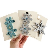 Pince à cheveux Elsa Flocon de Neige Scintillant en Tissu Dessin Animé Mignon - Petite Décoration Capillaire Brillante de Noël pour Femme
