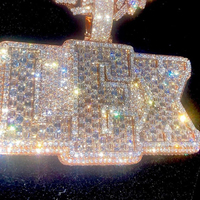Pendentif Lettre Personnalisé Hip Hop en Moissanite pour Homme, Plaqué Or, Certifié GRA, Bijoux Fins Longue Durée de Couleur, Chaînes avec Logo et Nom