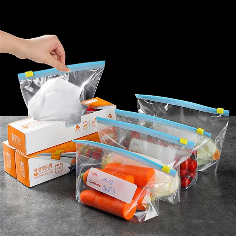 1/10 pz borsa riutilizzabile con cerniera in piedi con chiusura a Zip in plastica sacchetto per congelatore con chiusura a chiusura lampo di frutta e verdura con chiusura chiusura a chiusura per cibo da cucina