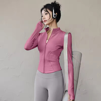 Nouvelle arrivée Veste de course à fermeture éclair intégrale pour le sport et le fitness Haute élasticité Séchage rapide Haut de sport d'automne Yoga Coupe ajustée Veste de sport Chemise