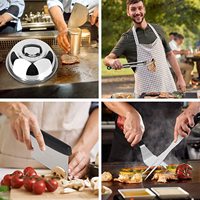 Ensemble d'outils modernes de barbecue en acier inoxydable de 18 pièces avec chromage-Plaque chauffante professionnelle à dessus plat pour le camping et la cuisine