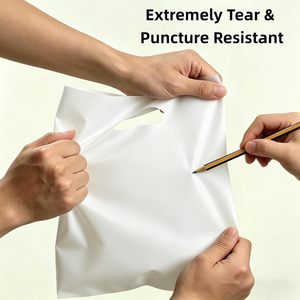 Plastic Shopping <b>Bags</b> 12x15 Inch Die Cut Handles <b>White</b> Retail Boutique <b>Bags</b> Pack Of 20 - Product Image 6