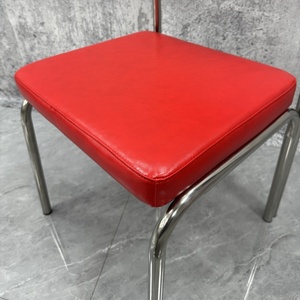 Silla de cuero de acero inoxidable personalizable de <span class=keywords><strong>estilo</strong></span> industrial con respaldo, muebles de cafetería para <span class=keywords><strong>restaurante</strong></span> al por mayor - Product Image 4